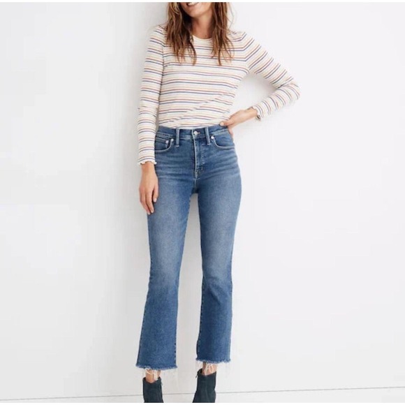 Madewell Denim - Madewell Cali Demi Boot Crop Jeans Womens Size 28 Medium Wash Frayed Hem